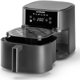 Friteuza cu aer cald Nutribullet CrispLite NBA0611DG, sertar si grill ceramic, 1700 W, 6L, 6 programe automate, display digital, gatire fara ulei, gri