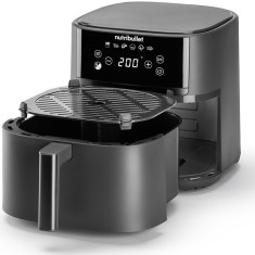 Friteuza cu aer cald Nutribullet CrispLite NBA0611DG, sertar si grill ceramic, 1700 W, 6L, 6 programe automate, display digital, gatire fara ulei, gri