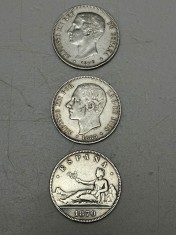 LOT 3 MONEDE ARGINT 900 - 5 Pesetas - Spania - 1870, 1876, 1885 !