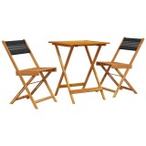 Cumpara ieftin Set mobilier bistro, 3 piese, negru, polipropilena lemn masiv