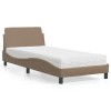 VidaXL Pat cu saltea, Dover, cappuccino, 90x200 cm piele ecologică 3208341