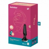 Dop Anal Vibrator Reincarcabil Satisfyer Plug-ilicious 2, Control App, 10 Functii, Silicon, Negru, 12cm