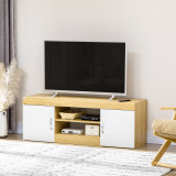 HOMCOM Dulap TV din PAL pentru TV max 60&quot; cu 2 Dulapioare cu Usi si 2 Rafturi Deschise, pentru Sufragerie, Bucatarie si Dormitor, 130x39.6x48 cm, culo