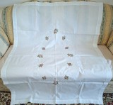 Fata de masa Vintage din bumbac, cu broderie florala
