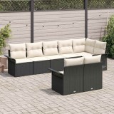vidaXL Set de canapele pentru grădină cu pernă 8 pcs Negru Rattan poli