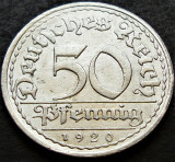 Cumpara ieftin Moneda istorica 50 PFENNIG - GERMANIA, anul 1920 *cod 2132 B - litera A, Europa