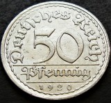 Cumpara ieftin Moneda istorica 50 PFENNIG - GERMANIA, anul 1920 *cod 2132 B - litera A, Europa