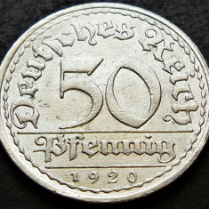 Moneda istorica 50 PFENNIG - GERMANIA, anul 1920 *cod 2132 B - litera A