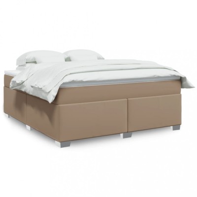 vidaXL Pat box spring cu saltea, cappuccino, 180x200cm piele ecologică 3285224 foto