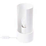 Lampă De Birou Flash Alb Oțel, 1 Bec Geometric Minimalist De Interior.
