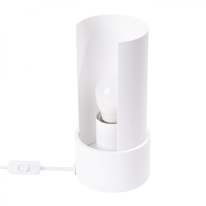Lampă De Birou Flash Alb Oțel, 1 Bec Geometric Minimalist De Interior.