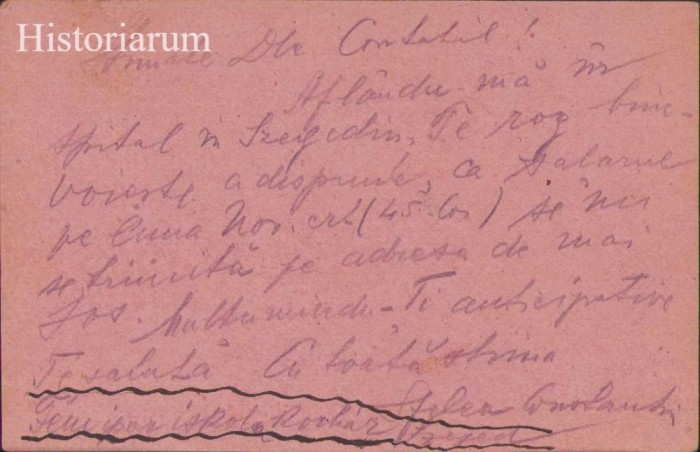HST CP289 Carte poștală 1918 adresată lui C-tin Călțun