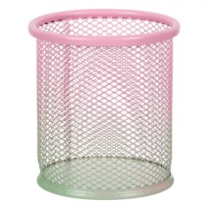 Suport Pixuri Metalic, Model Ombre, Diametru 9cm, &Icirc;nălțime 10cm, Culori Roz și Verde Marin