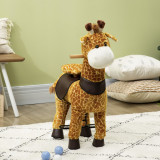 HOMCOM Balansoar pentru copii, design girafa cu roti pentru 3-6 ani, Galben