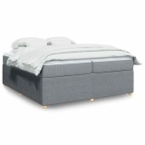 Cumpara ieftin Pat box spring cu saltea, gri deschis, 200x200 cm, textil