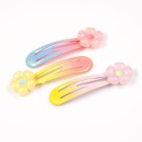 Set 3 clame de par colorate cu flori pastel