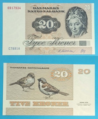 Danemarca (pick 49) 20 Kroner 1972 UNC serie: 6917934 foto