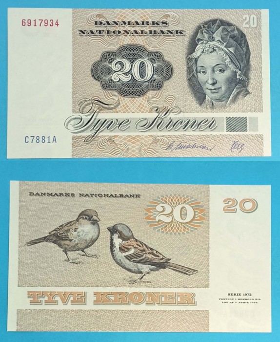 Danemarca (pick 49) 20 Kroner 1972 UNC serie: 6917934