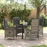 VidaXL Set de masă pentru grădină cu pernă 5 pcs Gri Rattan poli