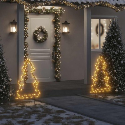 Decorațiune brad cu lumini de Crăciun cu țăruși, 115 LED, 90 cm foto