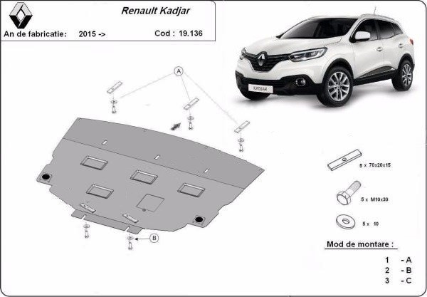 Scut motor metalic Renault Kadjar 2015-2022