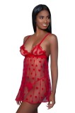 Set Valentina Babydoll + Bikini Rosu, Be Wicked, L, M