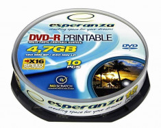 Mediu optic Esperanza DVD-R 4.7GB 16x 10 bucati printabil foto