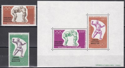 Centrafricana1972 - C&amp;acirc;știgătorii medaliei de aur - J.O. M&amp;uuml;nchen, PA, Serie+Colita, SUPRATIPAR, MNH foto