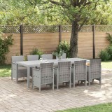 Set Dining Exterior 9 pcs Alb 250 x 100 x 73 cm Ratan plastic