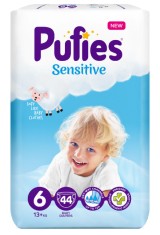 Scutece Pufies Sensitive, 6 Extra Large, Maxi Pack, 13+ kg, 44 buc foto