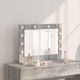 Oglindă Toaletă Gri Sonoma vidaXL, 60x45cm, Iluminare LED, Design Modern, Montare Perete, Machiaj, Dormitor, Sticlă