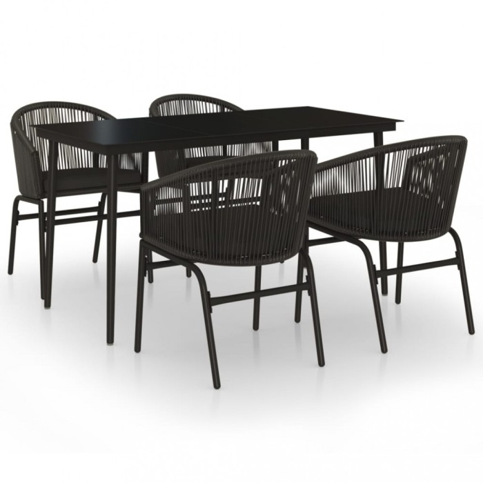 Set de servit masa pentru gradina, 5 piese, negru