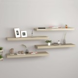 Gossi rafturi de perete suspendate 4 buc., stejar, 80x23,5x3,8 cm mdf