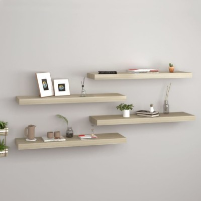 Gossi rafturi de perete suspendate 4 buc., stejar, 80x23,5x3,8 cm mdf foto