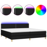 Cumpara ieftin Pat cu arcuri, saltea si LED, negru, 200x200 cm, textil
