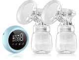 Pompa de San Electrica 2 in 1, cu 2 Biberoane, Capacitate 180 ml, Incarcare USB Tip C, 1200 mAh, 2 Moduri, 9 Viteze, Albastru