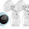 Pompa de San Electrica 2 in 1, cu 2 Biberoane, Capacitate 180 ml, Incarcare USB Tip C, 1200 mAh, 2 Moduri, 9 Viteze