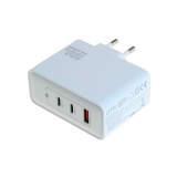 &Icirc;ncărcător OTB USB GaN (2xUSB-C + 1xUSB-A) cu USB Power Delivery USB-PD - 3 porturi - 100W - alb