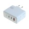 &Icirc;ncărcător OTB USB GaN (2xUSB-C + 1xUSB-A) cu USB Power Delivery USB-PD - 3 porturi - 100W - alb