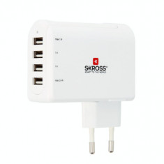 Stecher Skross EU cu 4 porturi USB alb 3x 1A 1x 2.4A