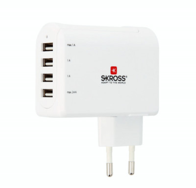 Stecher Skross EU cu 4 porturi USB alb 3x 1A 1x 2.4A foto