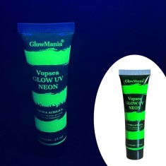 Vopsea glow uv neon pentru body painting cantitate 25 ml verde