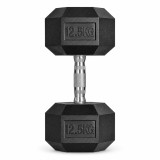 Gantera hexagonala premium 12.5 kg, pentru Fitness si Bodybuilding, maner ergonomic si protectie podea