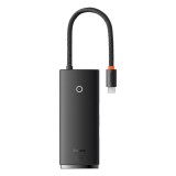 Cumpara ieftin Hub USB-C Baseus, 2 x USB-A 3.0 - 1 x USB-C - 1 x HDMI - 1 x SD - 1 x microSD, Negru WKQX050001