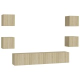 Cumpara ieftin Set de dulapuri TV, 6 piese, stejar sonoma, lemn prelucrat