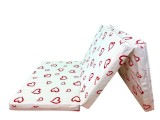 Saltea pliabila pentru copii MyKids 120x60x5 cm, bumbac, Inimioare rosii
