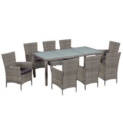 Set mobilier de exterior cu perne, 9 piese, gri, poliratan GartenMobel Dekor foto