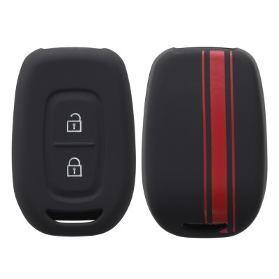 Husa Cheie Auto pentru Dacia / Renault - 2 Butoane - Keyless Go, kwmobile, Silicon, Negru / Rosu, 54813.01 foto
