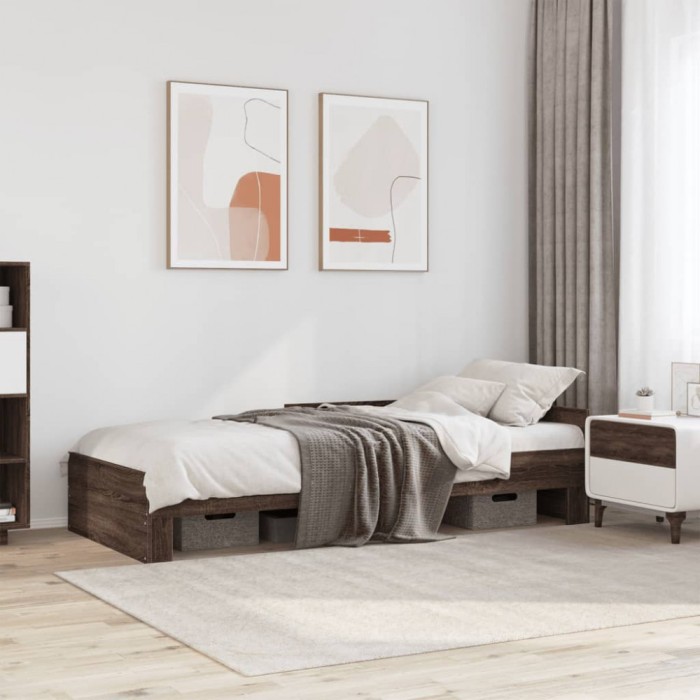 vidaXL Cadru pat fără saltea stejar maro 100x200 cm lemn prelucrat 849578