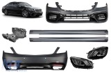 Un pachet de design tip S63 potrivit pentru Mercedes S W222 2013-2017 cu faruri, praguri pentru baza lunga Performance AutoTuning